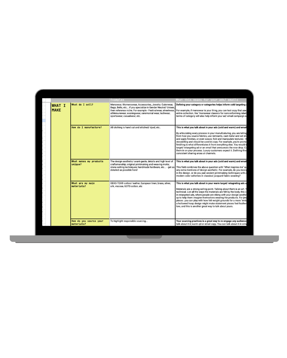 My Fashion Brand, Products & Buyers Worksheet