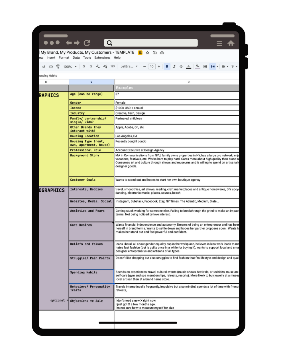 My Fashion Brand, Products & Buyers Worksheet