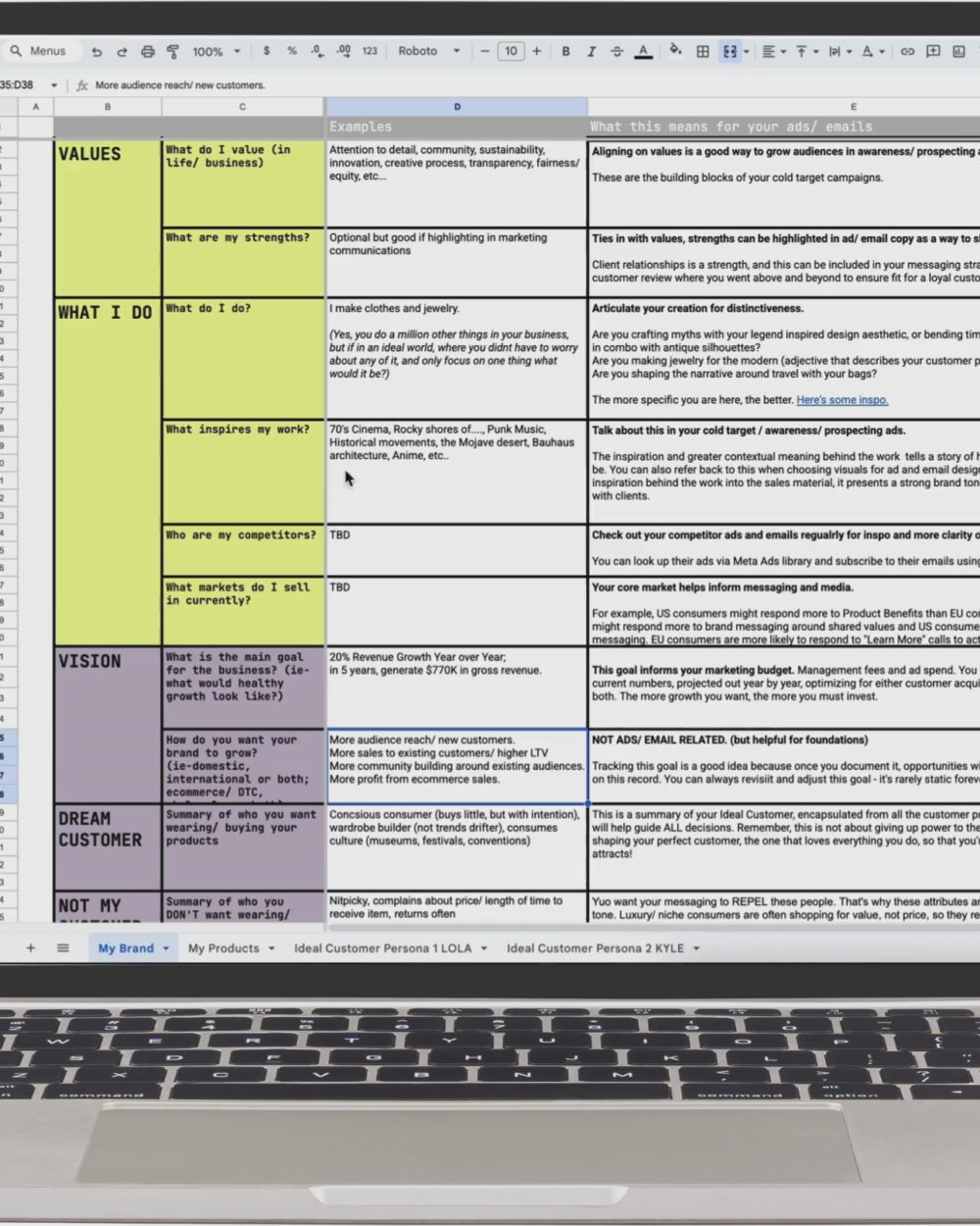 My Fashion Brand, Products & Buyers Worksheet